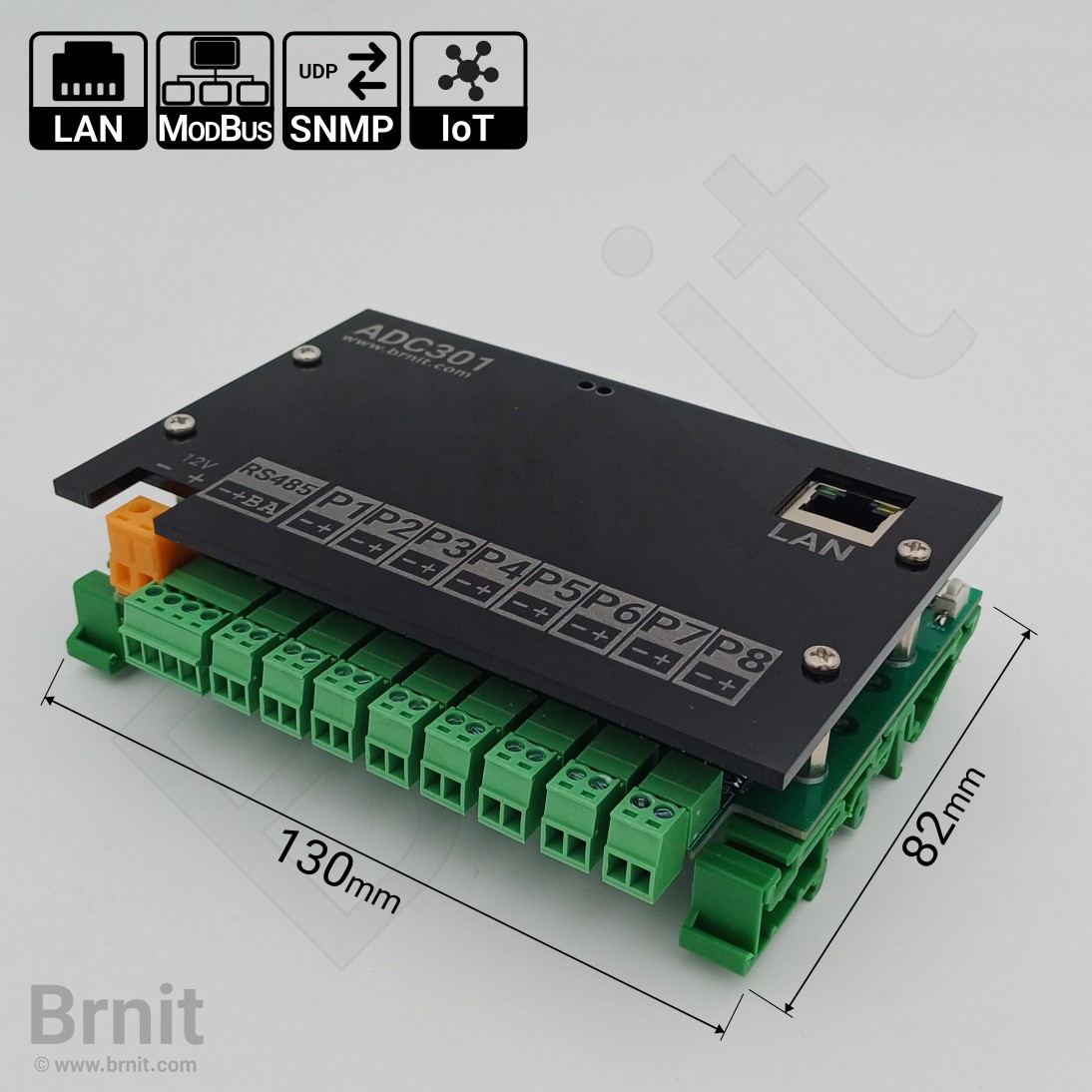   بطاقة إدخال الجهد التناظري عبر الشبكة تدعم Modbus 8 قنوات