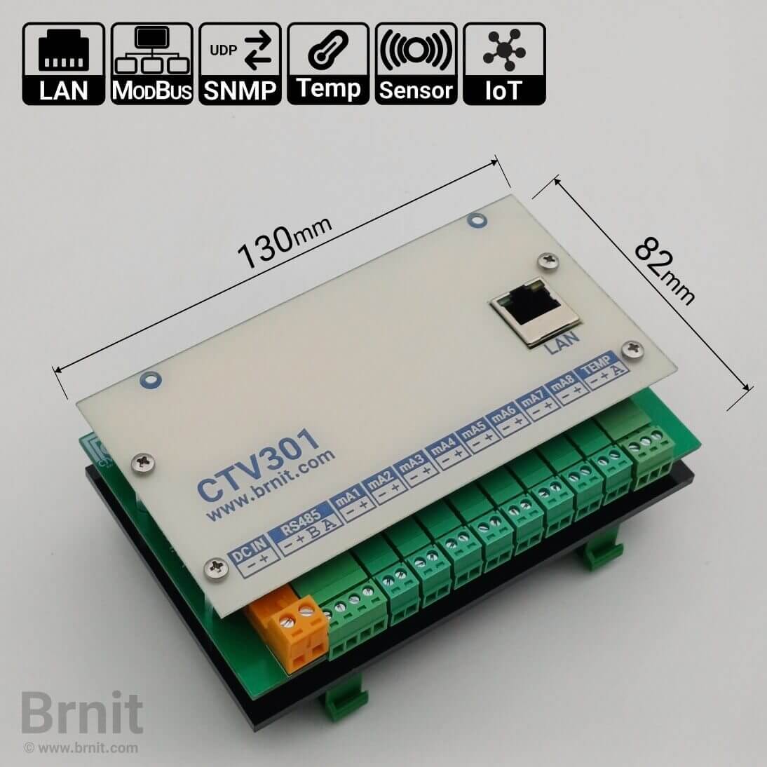 وحدة إدخال تيار تناظري 8 قنوات عبر Modbus لقياس 4 إلى 20 ملي أمبير