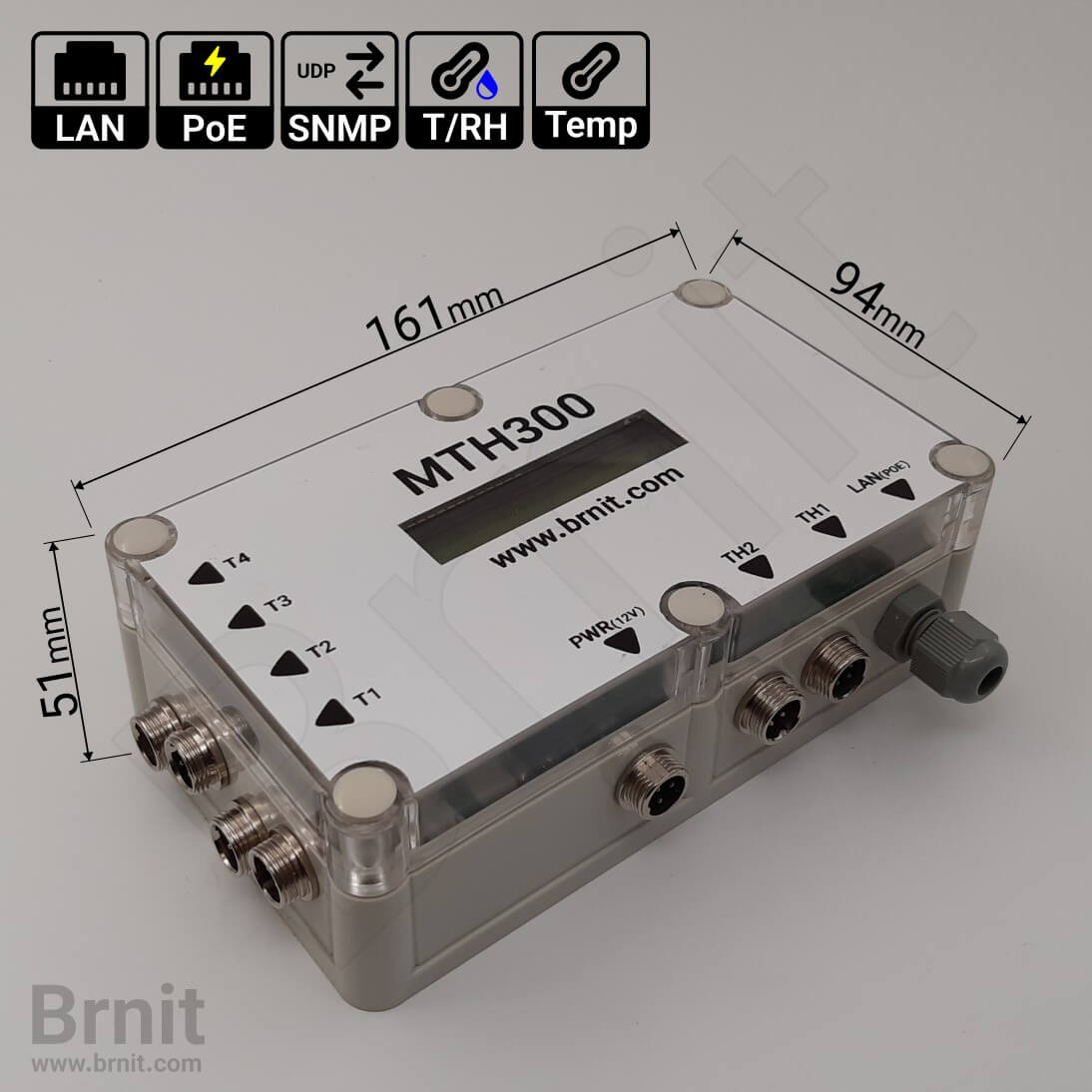 مسجل بيانات درجة الحرارة والرطوبة أونلاين، تصميم صناعي مع حساسات دقيقة لقياس الحرارة والرطوبة