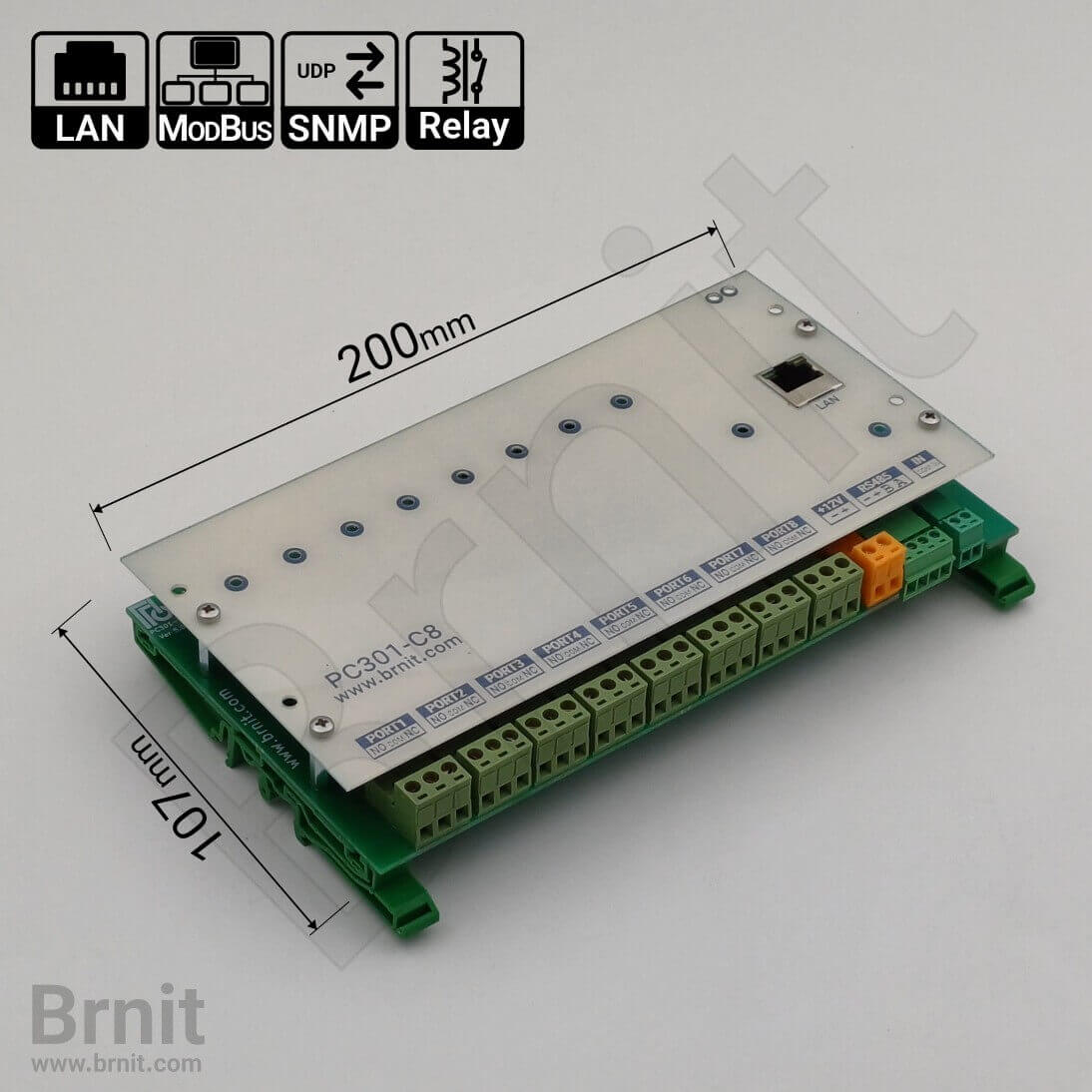  8-Channel Network Relay Board, Modbus TCP/RTU Remote Control