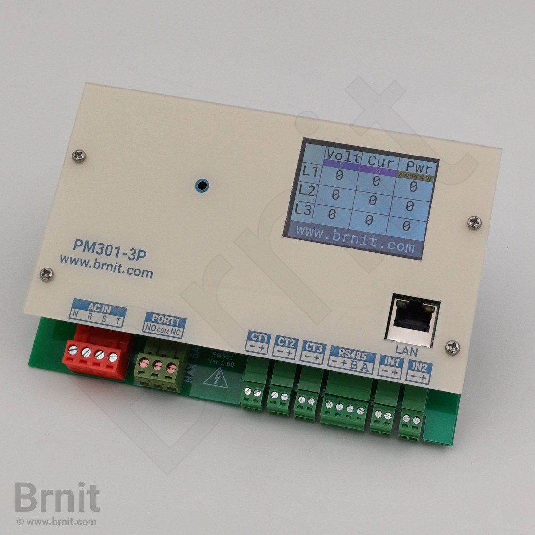 Online 3-Phase Power Meter Installed in Electrical Panel, Networked Power Monitoring Solution